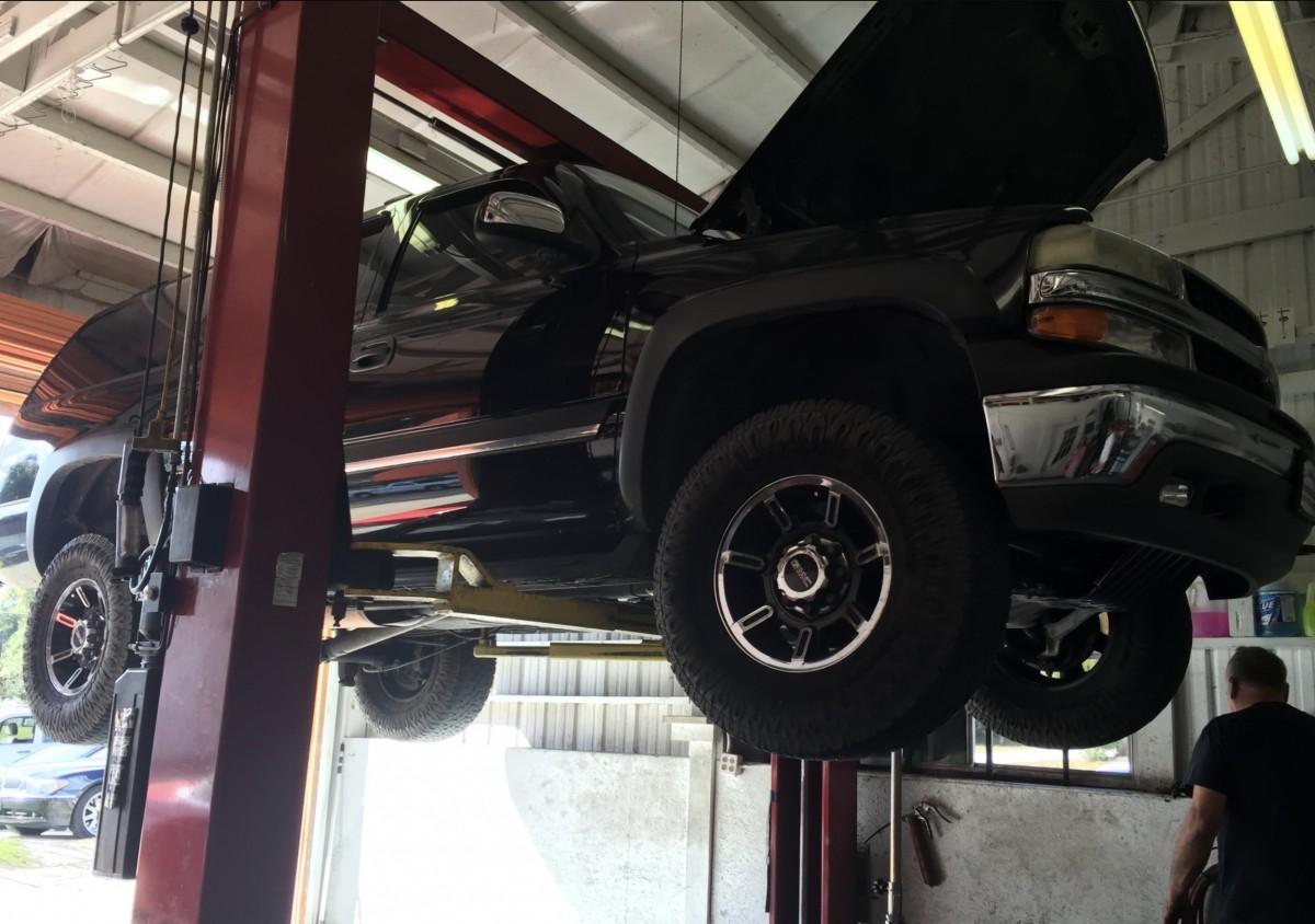 diesel truck on a lift