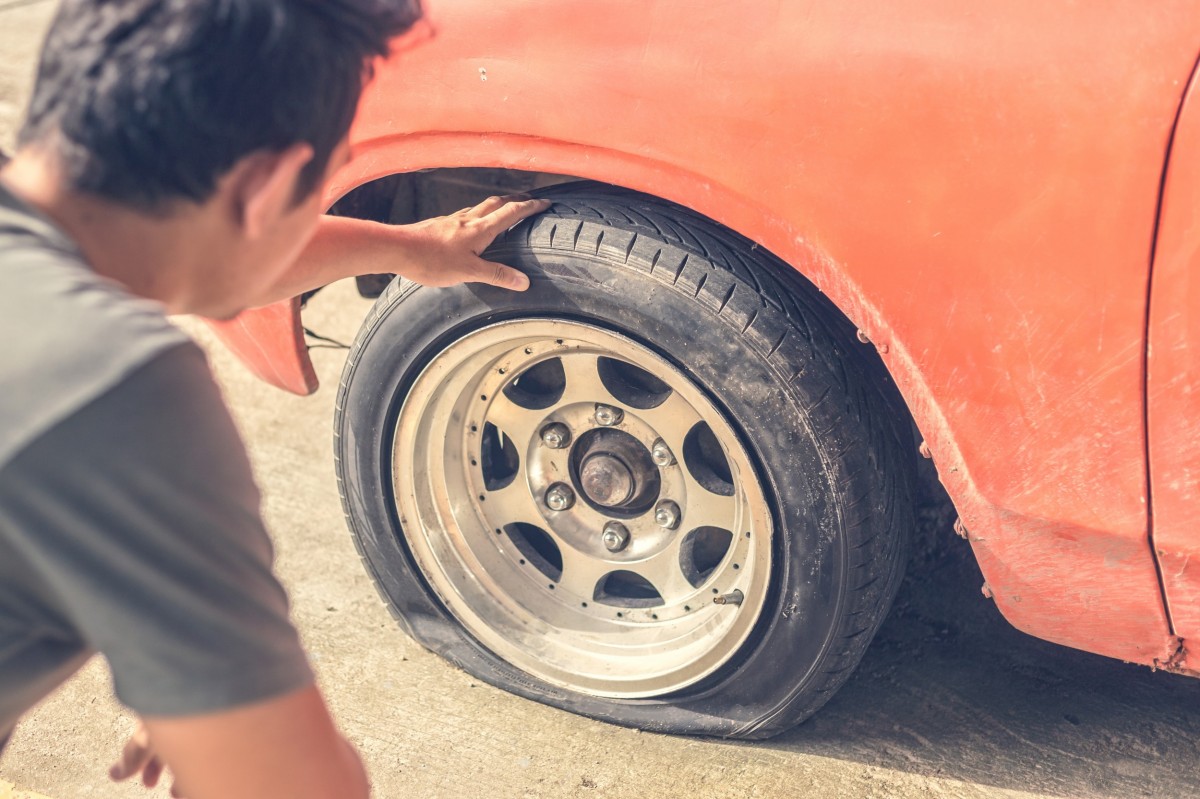 tire flat on a vehicle